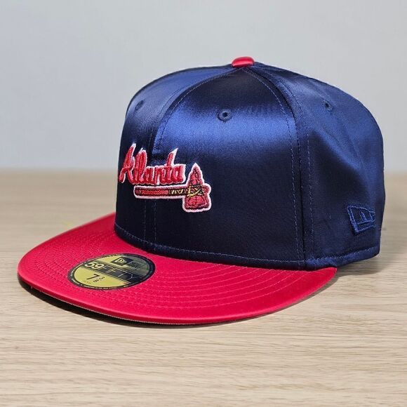 Atlanta Braves New Era 150th Anniversary Hat 59FIFTY Satin Navy Blue Red Limited